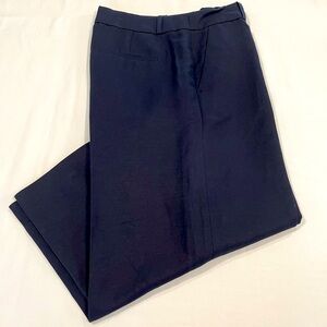 LOFT | Women’s Linen Blend Wide Leg Crop Pants | Navy | 6
